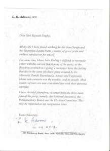ADVANI LETTER